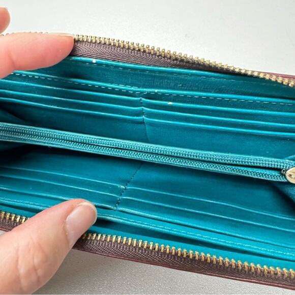 Fossil Burgundy Leather Full Zip Wallet Damaged Vintage - Picture 6 of 8